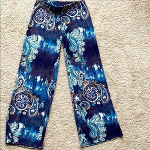Silky Wide Leg Print Pants